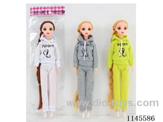 11.5’ 30cm 9 jointed solid 3D eyelet sweatshirt Barbie assorted mix