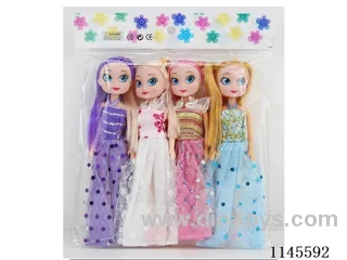 7’ 16cm 5 jointed solid body colour print eye Barbie four pack