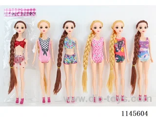 11.5’ 30cm 9 jointed solid body 3D real eye Barbie doll assorted