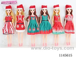 11.5’ 30cm 13 jointed solid 3D real eye Barbie + Christmas hat assortment