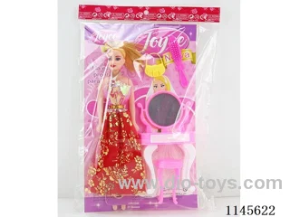11 inch 27cm 5 joints empty body colour printing eye barbie + dresser + comb + bag