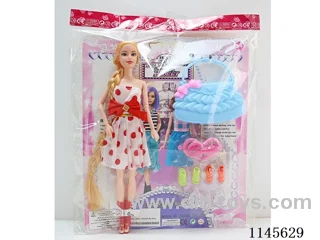 11.5’ 30cm 9 joints solid colourful eye Barbie + bag + accessories