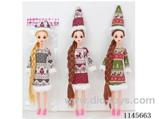 11.5’ 30cm 9 jointed solid body 3D real eye Christmas theme Barbie assorted mix