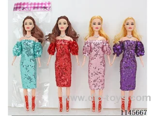 11.5’ 30cm 9 jointed solid colourful eye Barbie with necklace assortment