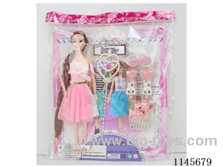 11.5’ 30cm 9 joints solid body colour print eye barbie + accessories + magic wand