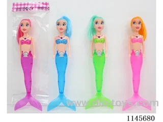 9 inch 28cm 3 joints solid body colourful printing eyes mermaid doll + lights various mixes