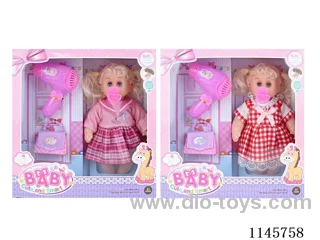 12 inch 26 cm 5 jointed hollow body doll + hair dryer + bag + pacifier + IC (AG13 * 2) two mixes