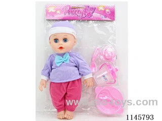 14’ 30cm 5 jointed hollow body male doll + cutlery + bottle + nipple + IC