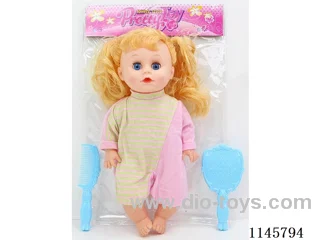 14’ 30cm 5 jointed hollow body female doll + comb + mirror + IC