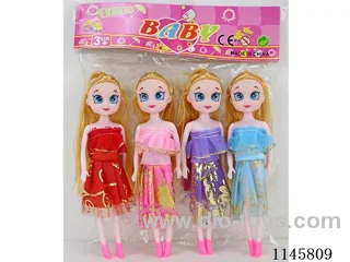 7’ 18cm 5 jointed solid Barbie 4pcs set