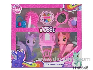 Two Large Ponies + Dresser + Cosmetics + Bag + Hat + Mirror + Comb