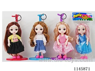 6’ solid 13 jointed doll with keyring, multicolour mix