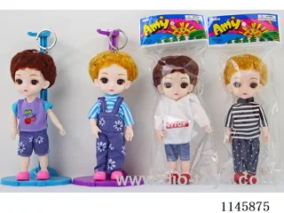 6’ solid 13 jointed doll with keyring, multicolour mix