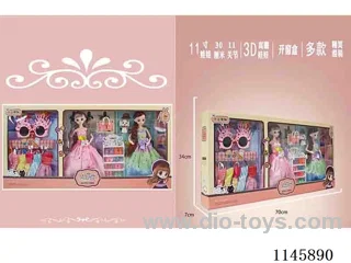 11’ 30cm 11 jointed solid Barbie + sunglasses + shoe cabinet + bag + pet dog variety mixed