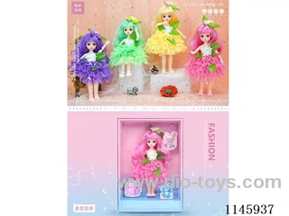 12’ 30cm 21 jointed solid doll with flower fairy dress + hair accessories mix & match