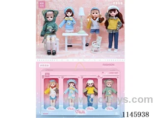 12’ 30cm 21 jointed solid doll in display box 4pcs