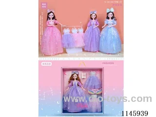 22’ 60cm 19 jointed solid doll with dress + bow hair accessories mix & match