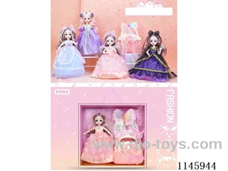 12’ 30cm 21 jointed solid doll with hair accessory + butterfly knot hair accessory + bag assortment