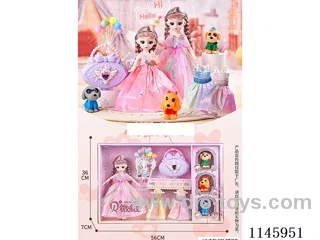 12 inch 21 joints doll dress up + pet dog and cat