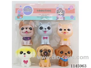 Q Vinyl Puppy 6pcs with BB Whistle