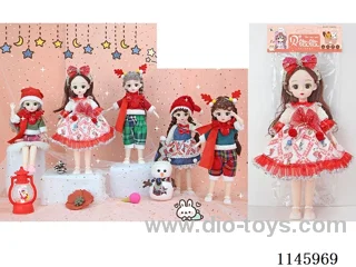 12’ 30cm 21 jointed solid doll with Christmas costume mix and match