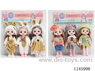 6 inch 16cm 13 jointed solid doll 3PCS two mixes