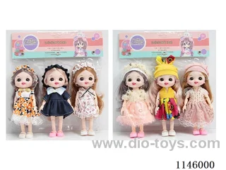 6 inch 16cm 13 jointed solid doll 3PCS two mixes