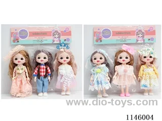 6 inch 16cm 13 jointed solid doll 3PCS two mixes