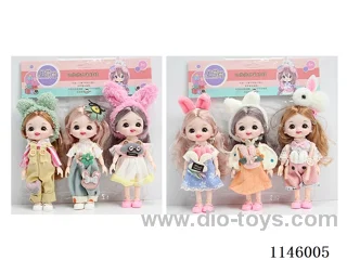 6 inch 16cm 13 jointed solid doll 3PCS two mixes
