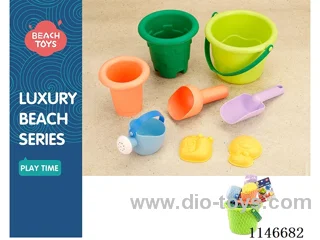 Soft rubber beach pail (8 pcs set)