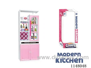 Pink solid colour kitchen set