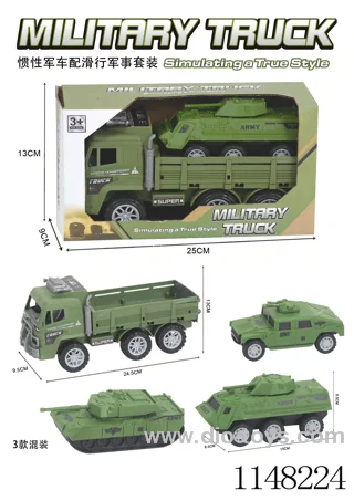 Military inertia vehicle equipped with three types of tanks for combined use