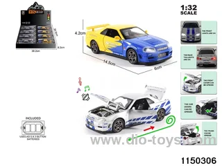 1:32 alloy pull back car with light and sound