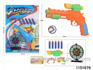 soft-bullet gun with a marked target