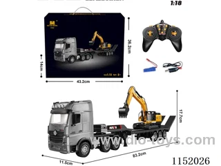 1:18 9ch rc alloy Trailer + static excavator