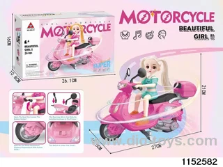 Electric Motorcycle Rider Girl with Light and Music