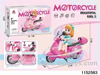Electric Motorcycle Rider Girl with Light and Music