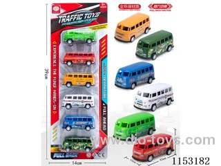 6 colours pull back simulation bus car (appearance of all environmentally friendly materials) 6PCS (colour random)