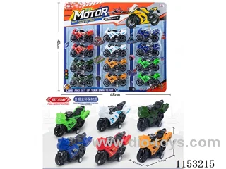 6-colour pull back motorbike with compartment (environmental protection material) 12PCS