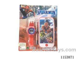 Toy Mobile Phone Pack Electricity + Electronic Watch - Spider-Man