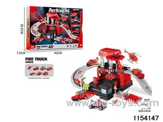 Fire track parking set (3 alloy cars + 1 aeroplane)