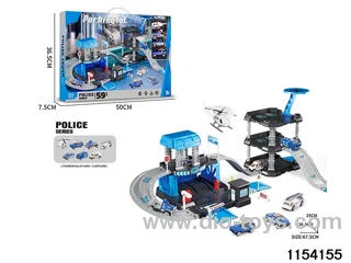 Police station track parking set plus 3 levels (3 alloy cars + 1 aeroplane)
