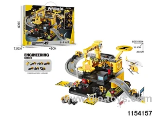 Engineering track 3 levels parking set (3 alloy cars + 1 aeroplane)