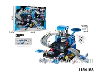 Police track 3 tier parking set (3 alloy cars + 1 aircraft)