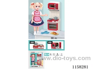 Stove Kitchen Set 2*AAA unpacked (with doll)