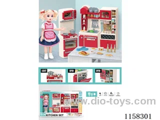 Stove, washbasin, wine cooler set 2*AAA not included (with doll)