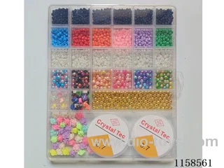DIY Jewelry Set(4cm bead + colored bead polymer clay + plum blossom bead + 6cm pearl gold bead + thread (28 grids))