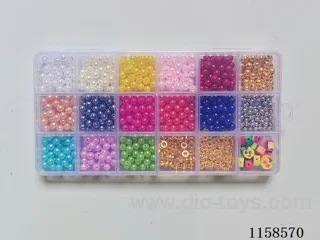 DIY Jewelry Set(6mm round pearl + 4mm round pearl + Bead + polymer clay + thread (18 grids))