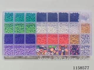 DIY Jewelry Set(4cm bead + 6cm pearl Gold bead + polymer clay + letter bead + septa bead + thread (32 cells))