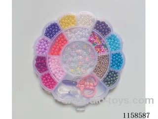 DIY Jewelry Set(4 centimetre gold beads + plum blossom beads +4/6 centimetre pearls + ear hooks + scissors thread)